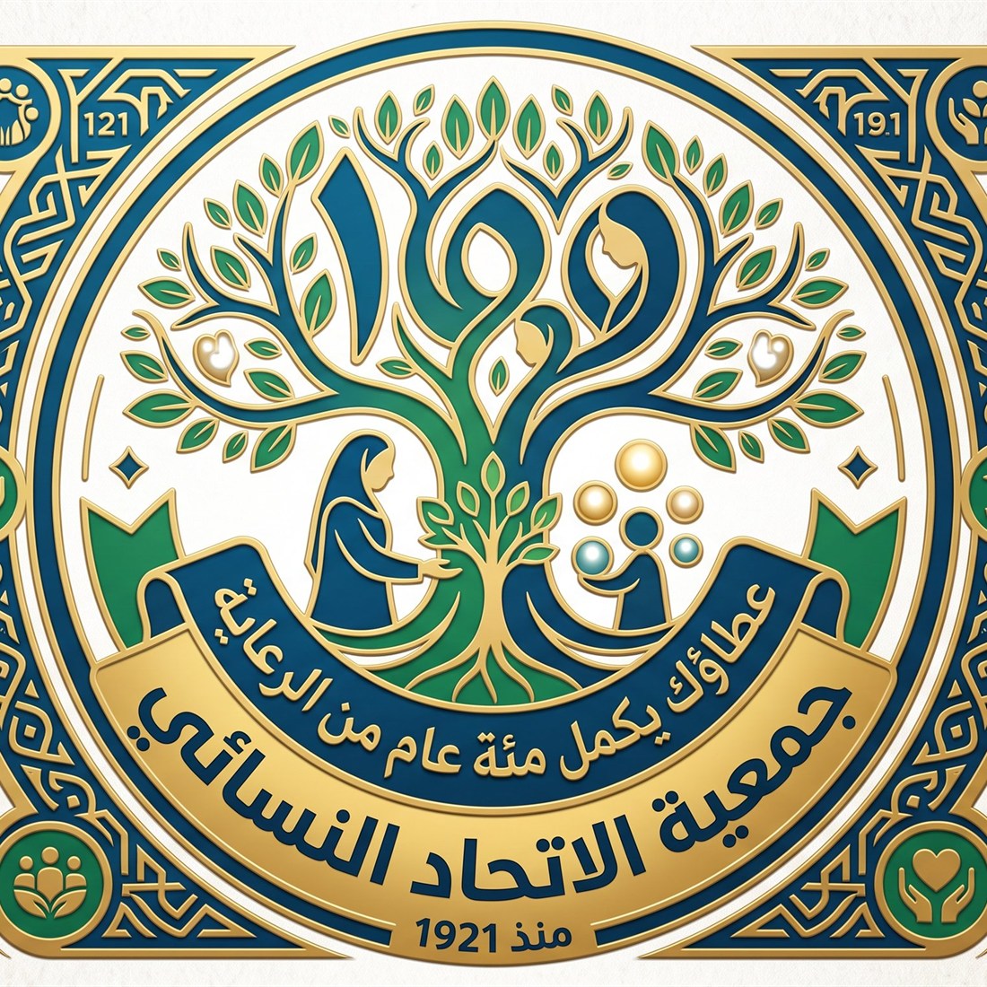 شعار جمعية الاتحاد النسائي العربي — مئة عام من الرعاية